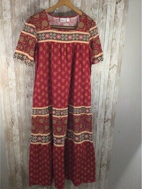 The Vermont Country Store Midi Dress XS Cotton Prairie Boho XS Side Pockets